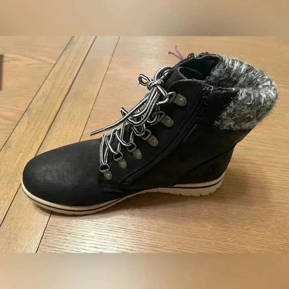 Cliffs By White Mountain Kaylee Hiking Boot NEW Black Suede Size 9.5  Double Zip